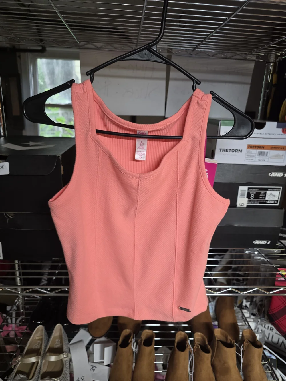 Justice Coral Pink Ribbed Tank Top